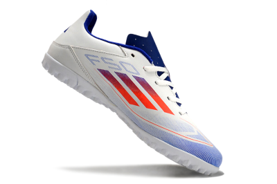 Adidas F50 Club TF Football Shoes - White/Blue/Red