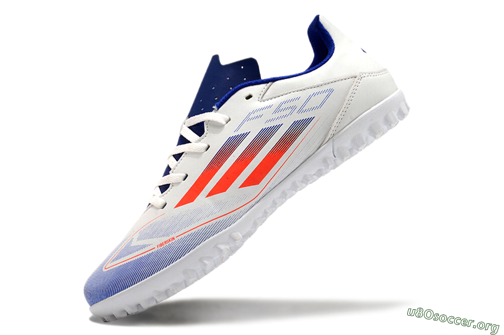 Adidas F50 Club TF Football Shoes - White/Blue/Red 5