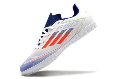 Adidas F50 Club TF Football Shoes - White/Blue/Red