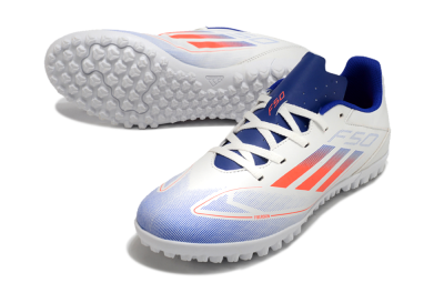 Adidas F50 Club TF Football Shoes - White/Blue/Red