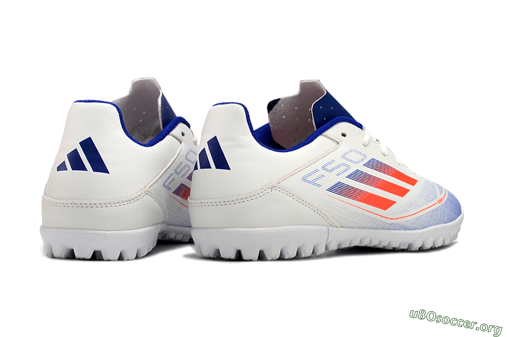 Adidas F50 Club TF Football Shoes - White/Blue/Red 6