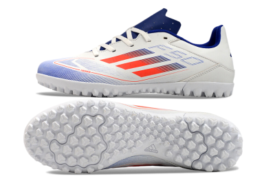 Adidas F50 Club TF Football Shoes - White/Blue/Red