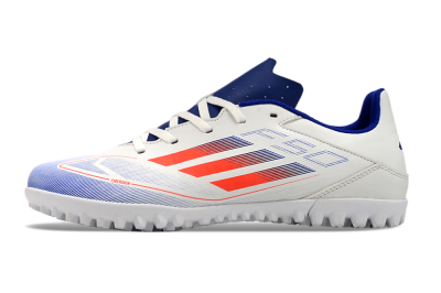 Adidas F50 Club TF Football Shoes - White/Blue/Red