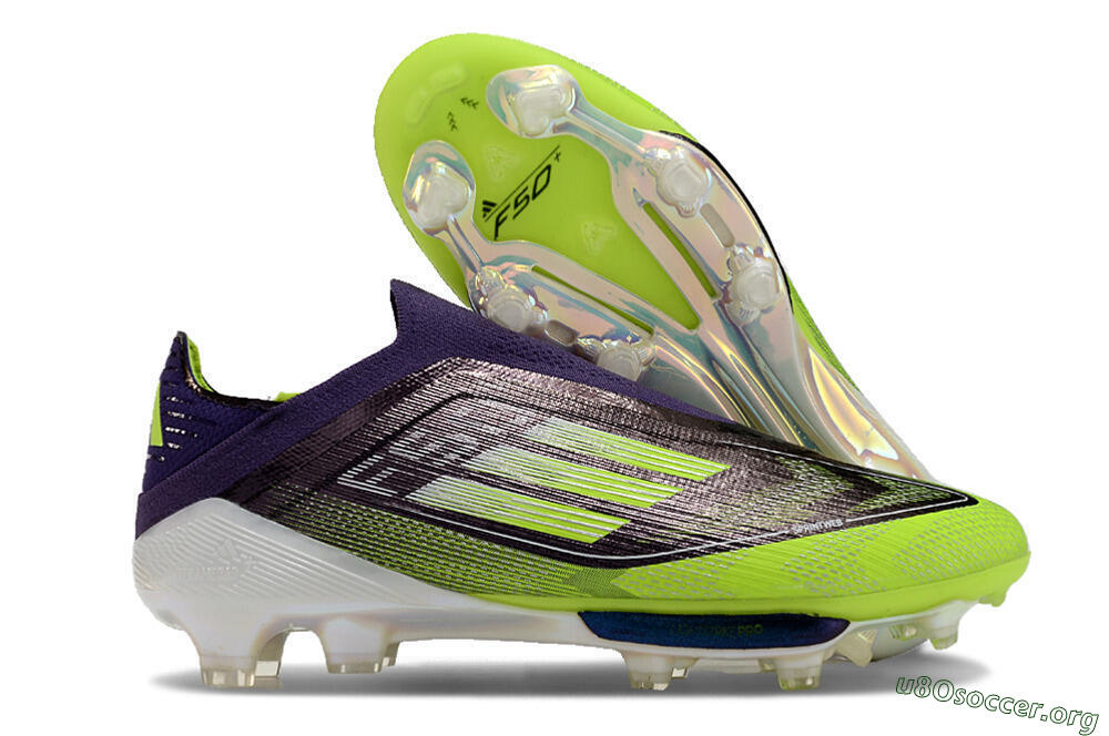 Adidas F50+ Lightstrike Pro Laceless FG Football Boots - Purple/Yellow/White 2