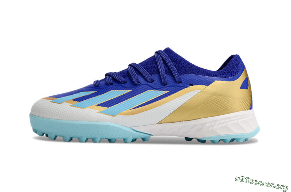 Adidas X Speedportal.1 TF Football Shoes - Blue/Gold/White 3