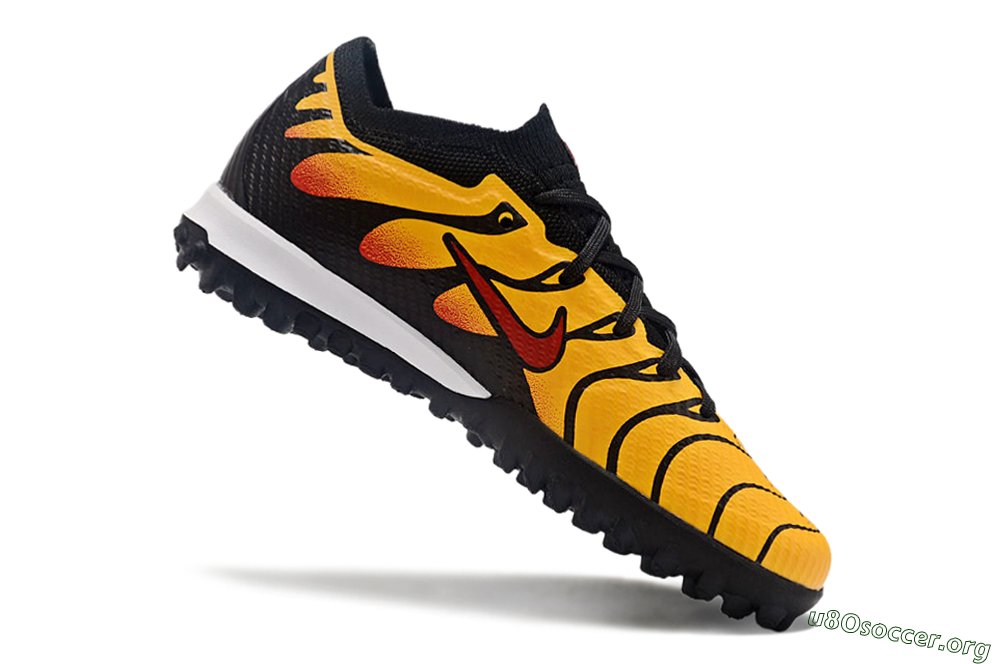 Nike Air Zoom Mercurial Vapor 15 Elite TF Football Shoes - Black/Yellow/Red 4