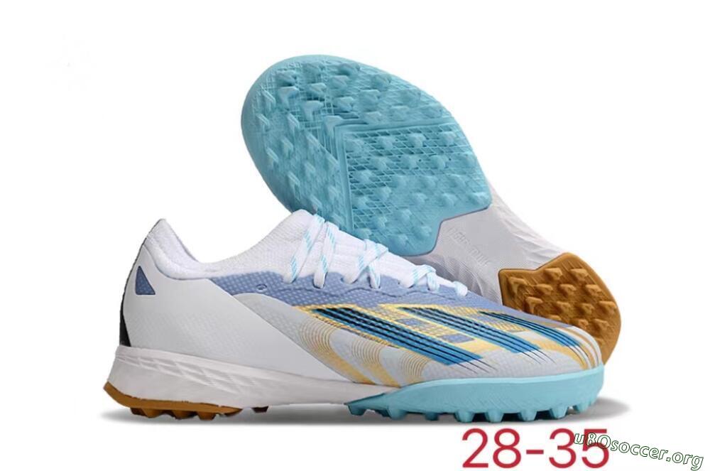 Adidas X Speedportal.1 TF Football Shoes - White/Gold/Blue 2