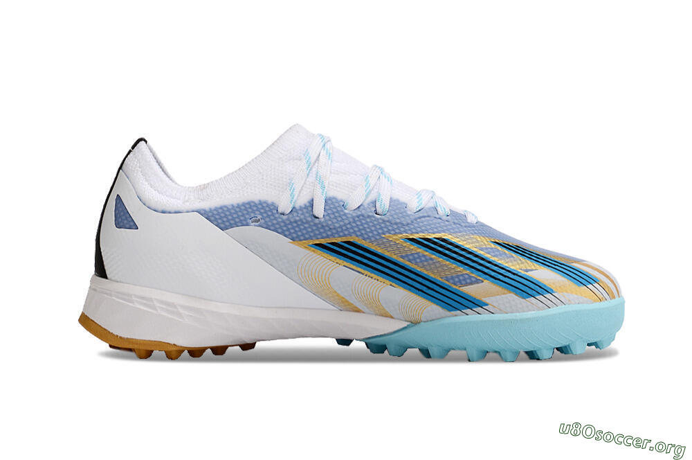 Adidas X Speedportal.1 TF Football Shoes - White/Gold/Blue 6