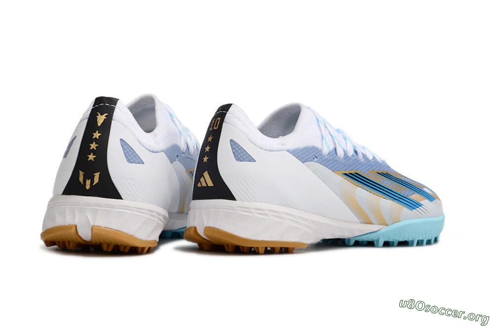 Adidas X Speedportal.1 TF Football Shoes - White/Gold/Blue 7