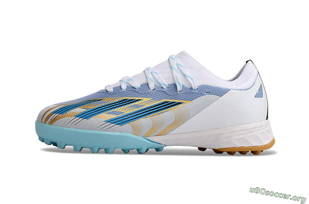 Adidas X Speedportal.1 TF Football Shoes - White/Gold/Blue 3
