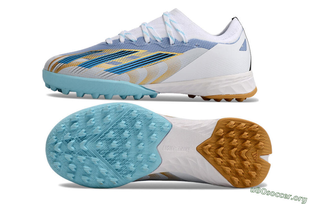 Adidas X Speedportal.1 TF Football Shoes - White/Gold/Blue 1