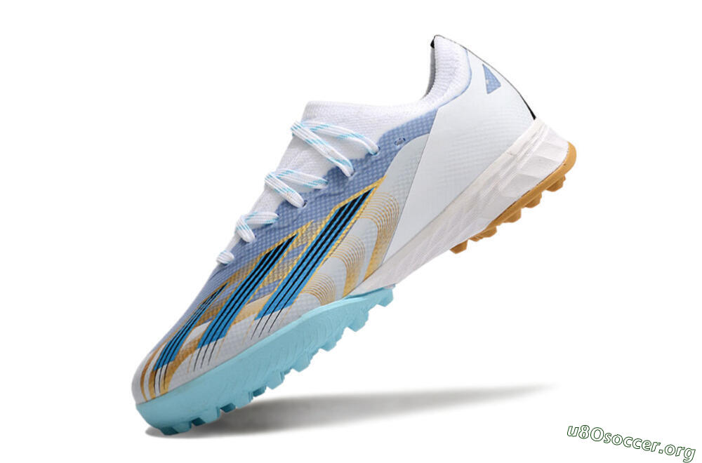 Adidas X Speedportal.1 TF Football Shoes - White/Gold/Blue 5