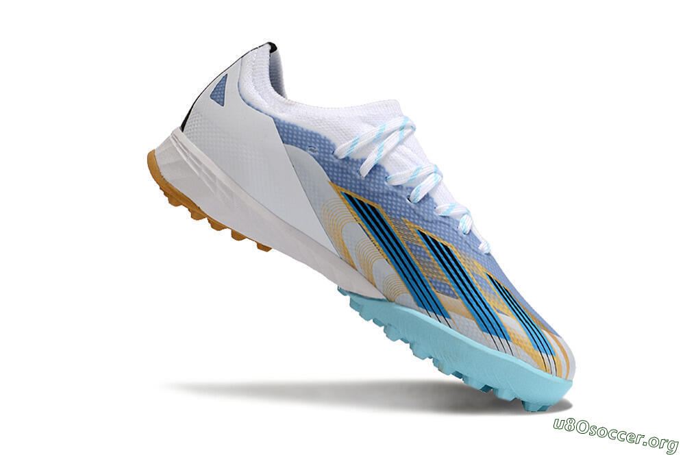 Adidas X Speedportal.1 TF Football Shoes - White/Gold/Blue 4