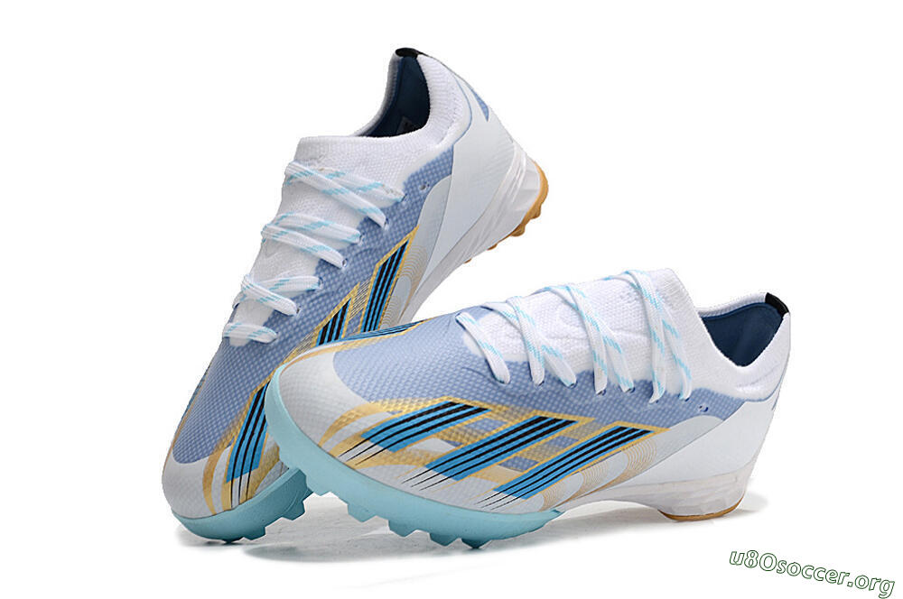 Adidas X Speedportal.1 TF Football Shoes - White/Gold/Blue 0