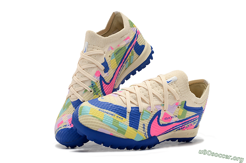 Nike Air Zoom Mercurial Vapor 15 Elite TF Football Shoes - Beige/Pink/Blue 0
