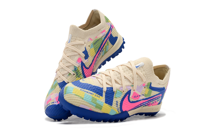 Nike Air Zoom Mercurial Vapor 15 Elite TF Football Shoes - Beige/Pink/Blue