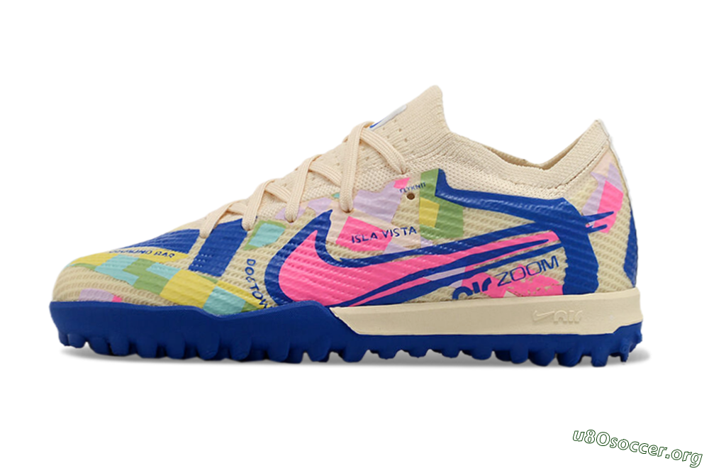 Nike Air Zoom Mercurial Vapor 15 Elite TF Football Shoes - Beige/Pink/Blue 3