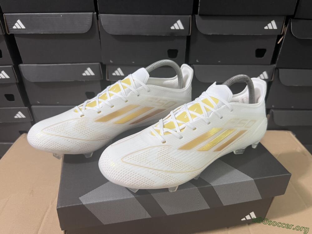 Adidas F50 Adizero FG Football Boots - White/Gold