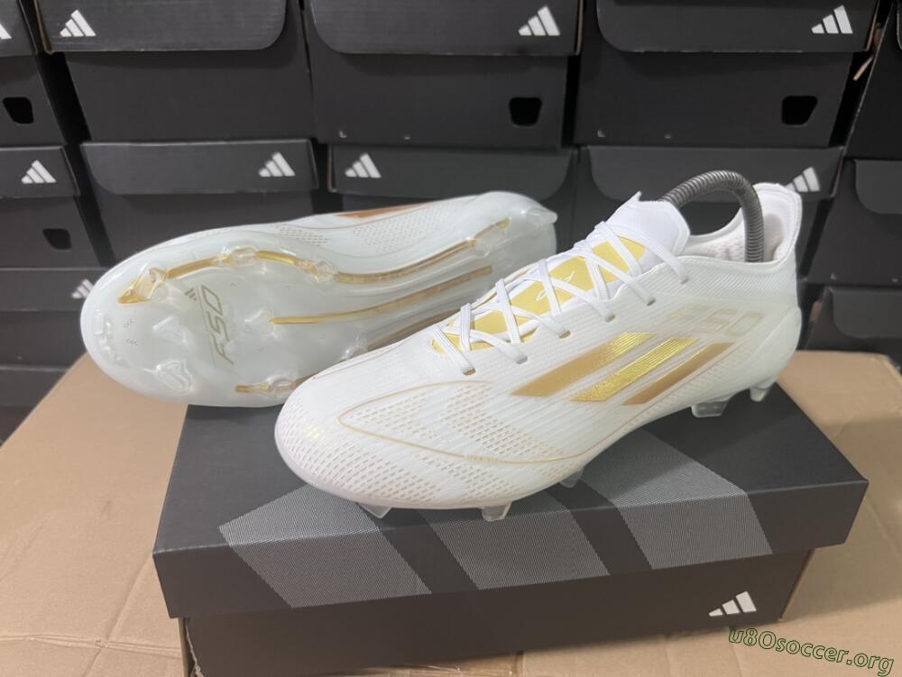 Adidas F50 Adizero FG Football Boots - White/Gold