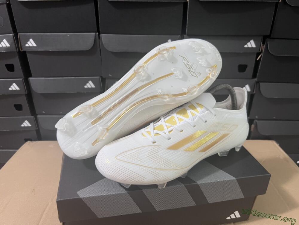 Adidas F50 Adizero FG Football Boots - White/Gold