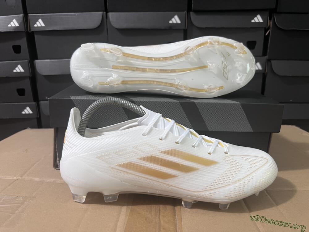 Adidas F50 Adizero FG Football Boots - White/Gold
