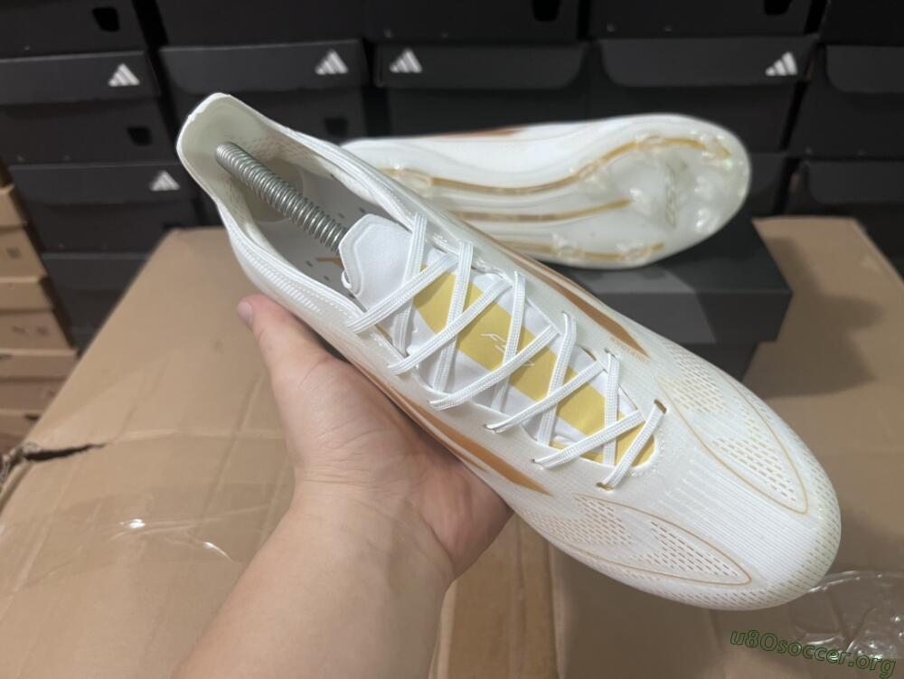 Adidas F50 Adizero FG Football Boots - White/Gold