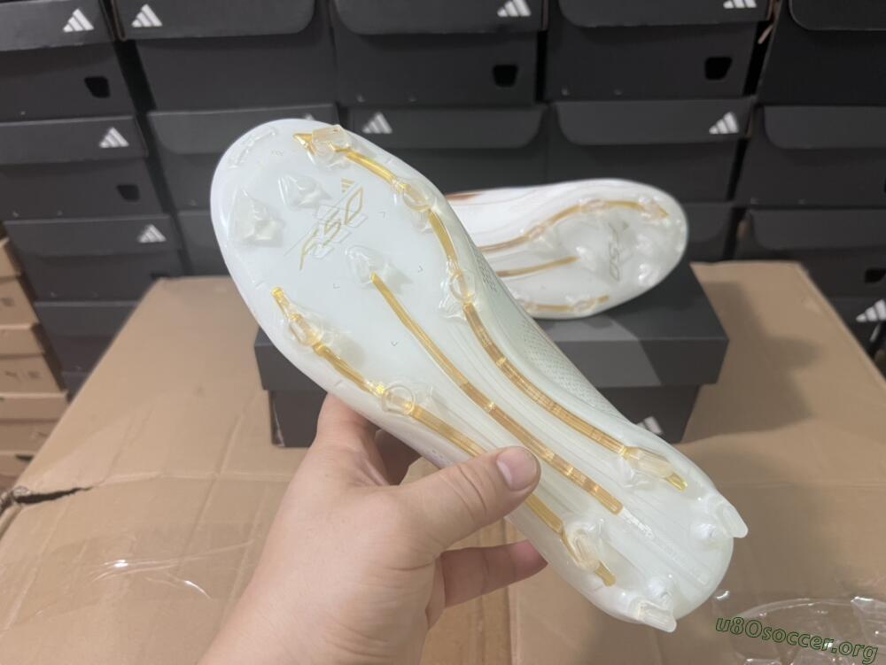 Adidas F50+ Adizero FG Football Boots - White/Gold