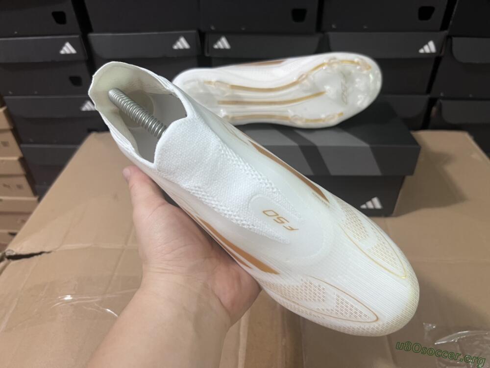 Adidas F50+ Adizero FG Football Boots - White/Gold