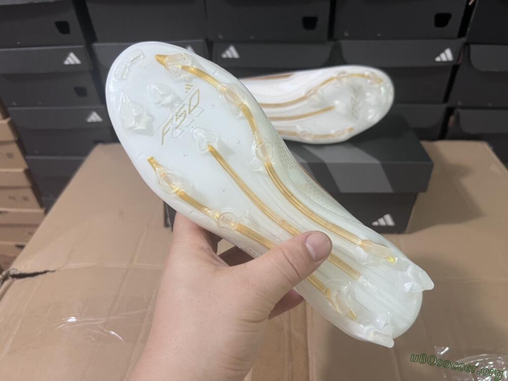 Adidas F50+ Adizero FG Football Boots - White/Gold