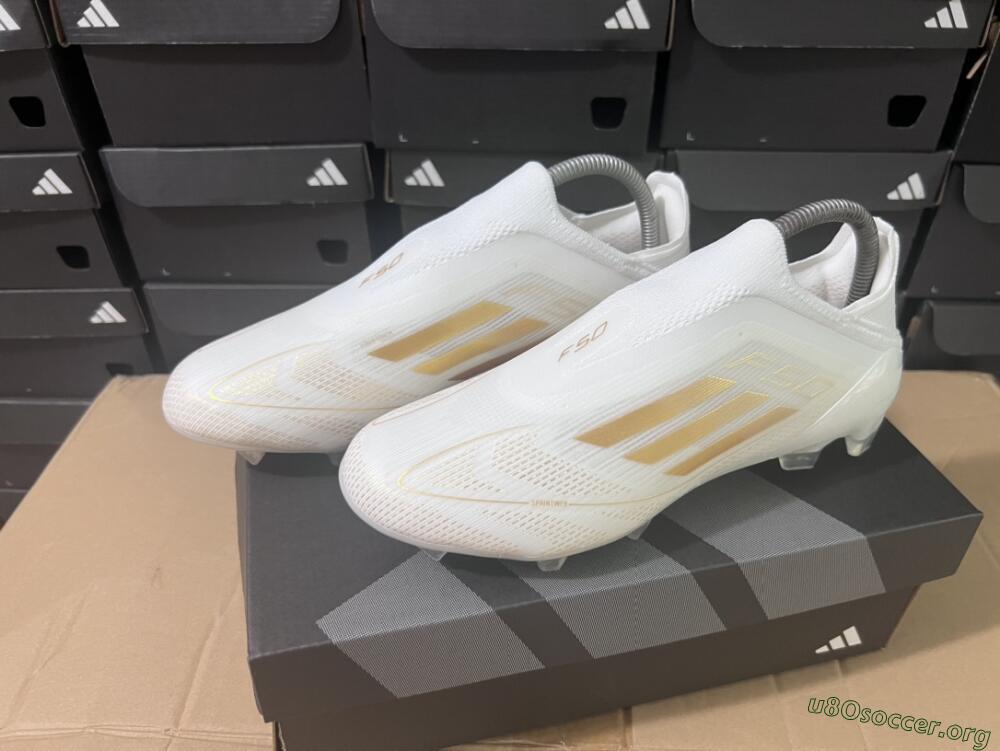 Adidas F50+ Adizero FG Football Boots - White/Gold
