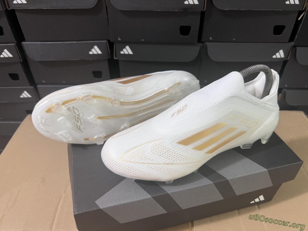 Adidas F50+ Adizero FG Football Boots - White/Gold