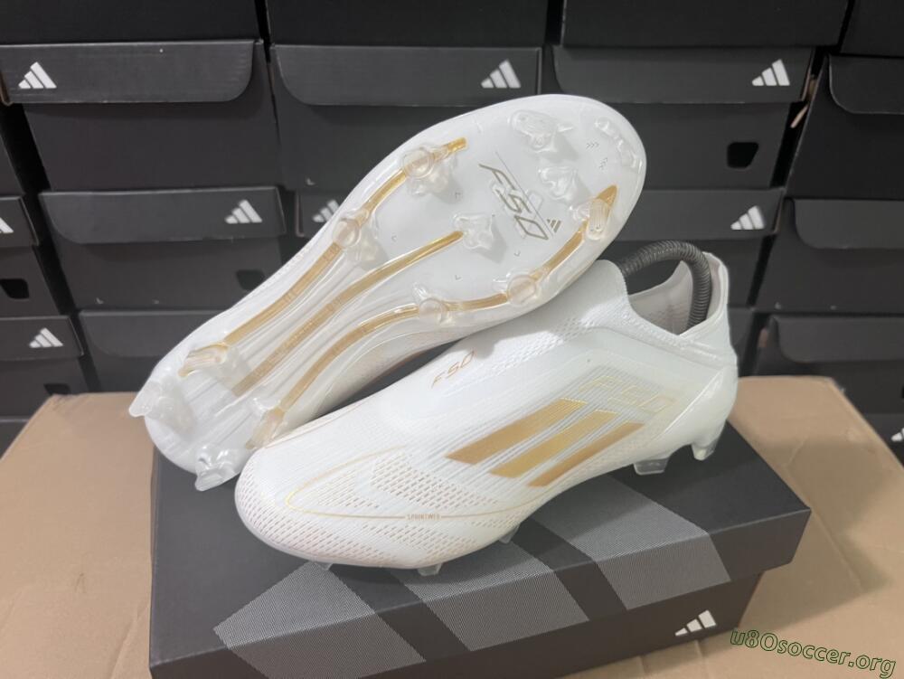 Adidas F50+ Adizero FG Football Boots - White/Gold