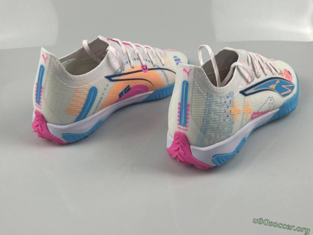 Puma Ultra 5 Ultimate TF Football Shoes - White/Blue/Pink/Yellow