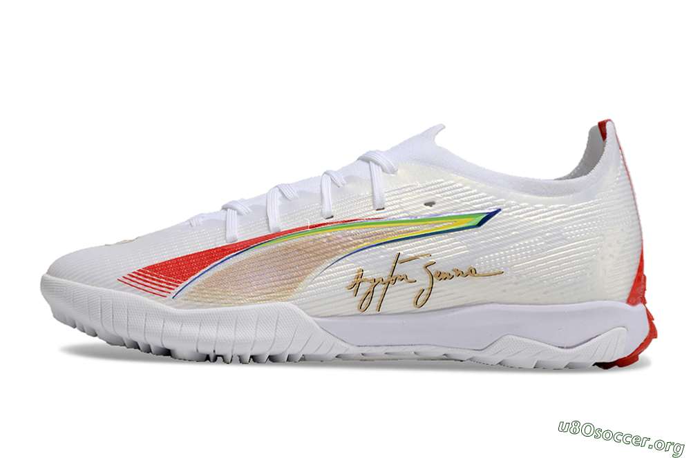 Puma Ultra Ultimate TF Football Shoes - White/Red/Yellow 3