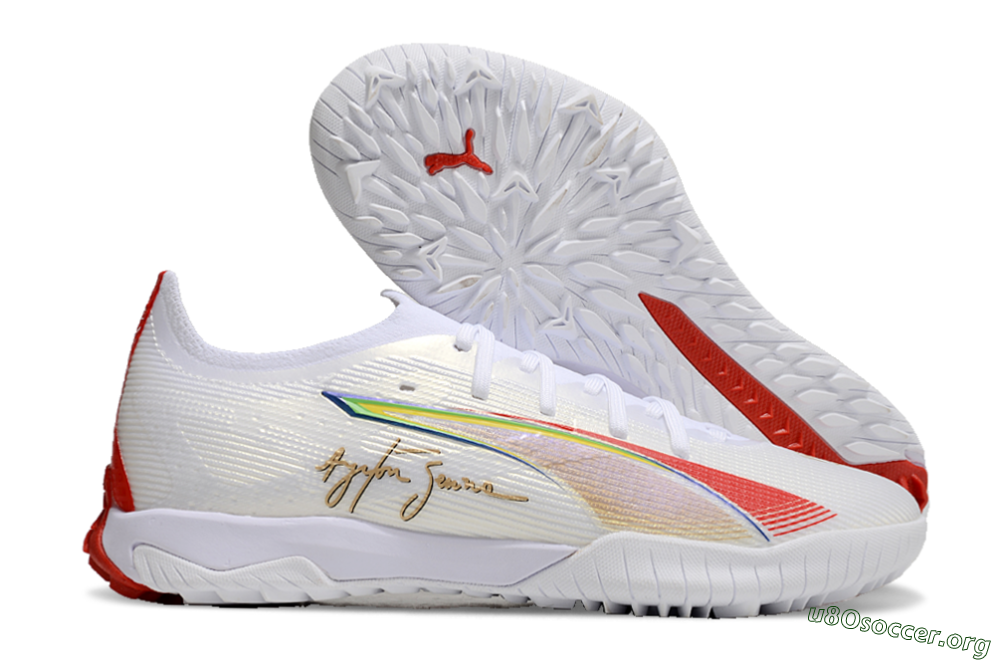 Puma Ultra Ultimate TF Football Shoes - White/Red/Yellow 2