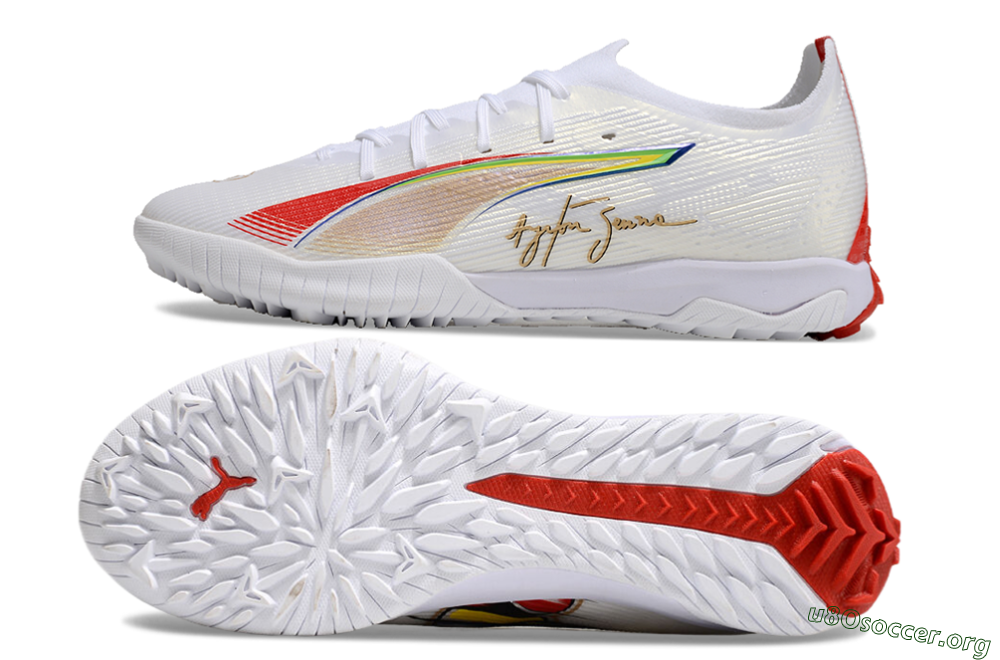 Puma Ultra Ultimate TF Football Shoes - White/Red/Yellow 1