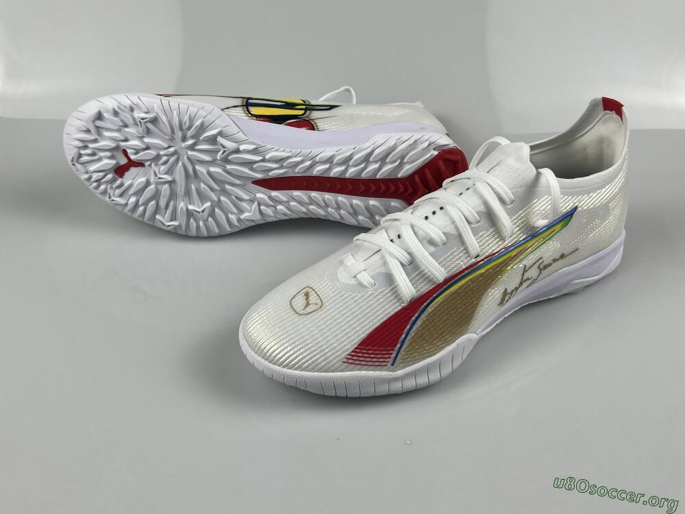 Puma Ultra Ultimate TF Football Shoes - White/Red/Yellow