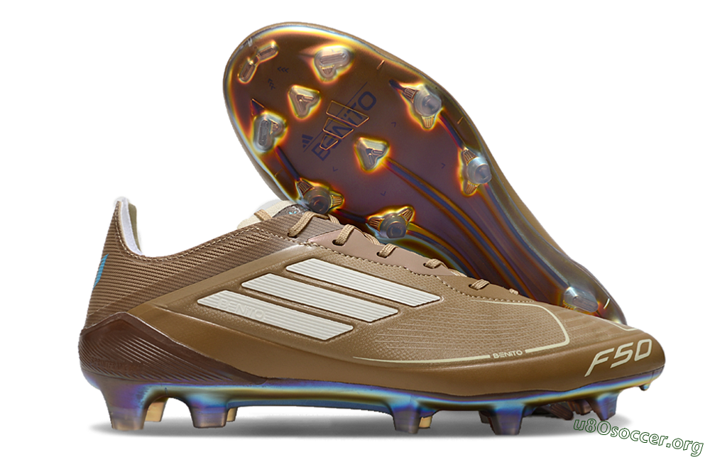 Adidas F50 Elite FG Football Boots - Brown/White/Blue 2