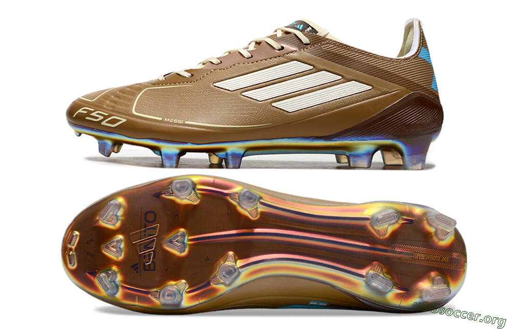Adidas F50 Elite FG Football Boots - Brown/White/Blue 1