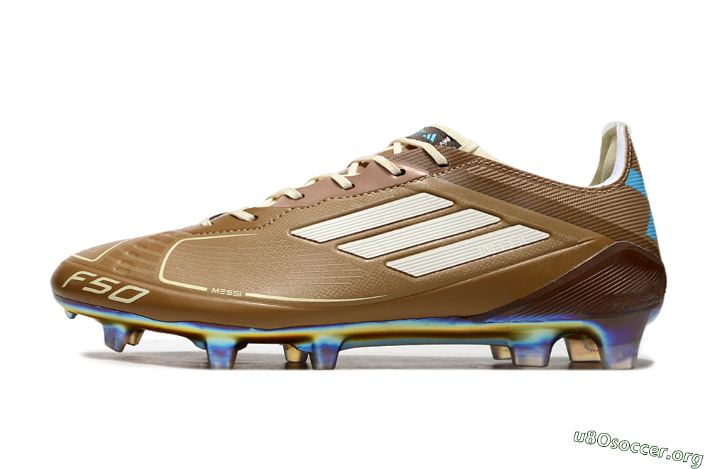 Adidas F50 Elite FG Football Boots - Brown/White/Blue 3