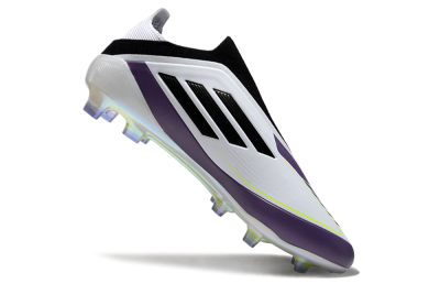 Adidas F50 Elite Laceless FG Football Boots - White/Purple/Black