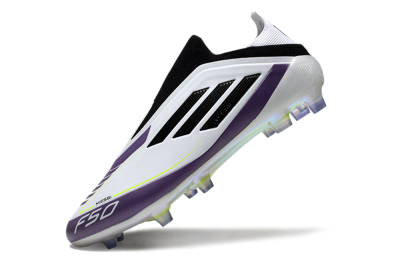 Adidas F50 Elite Laceless FG Football Boots - White/Purple/Black