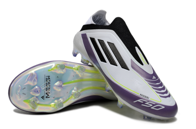 Adidas F50 Elite Laceless FG Football Boots - White/Purple/Black