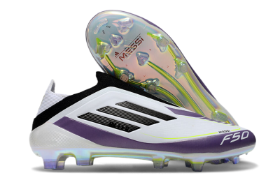Adidas F50 Elite Laceless FG Football Boots - White/Purple/Black