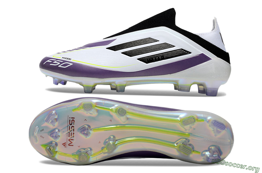 Adidas F50 Elite Laceless FG Football Boots - White/Purple/Black 1