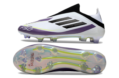 Adidas F50 Elite Laceless FG Football Boots - White/Purple/Black