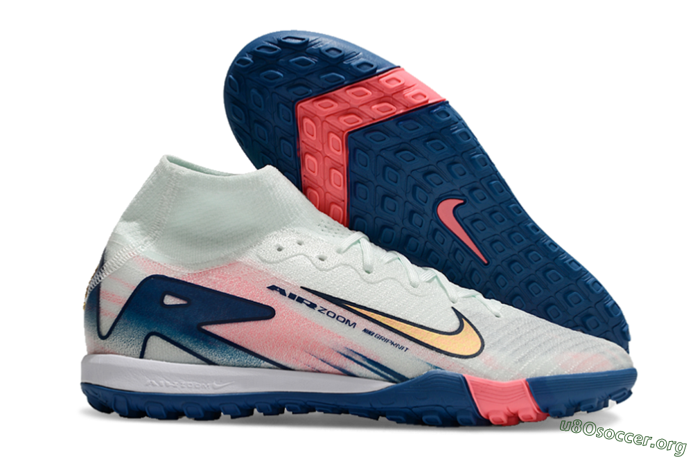 Nike Air Zoom Mercurial Superfly 10 Elite TF Football Shoes - White/Pink/Blue 1