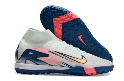 Nike Air Zoom Mercurial Superfly 10 Elite TF Football Shoes - White/Pink/Blue
