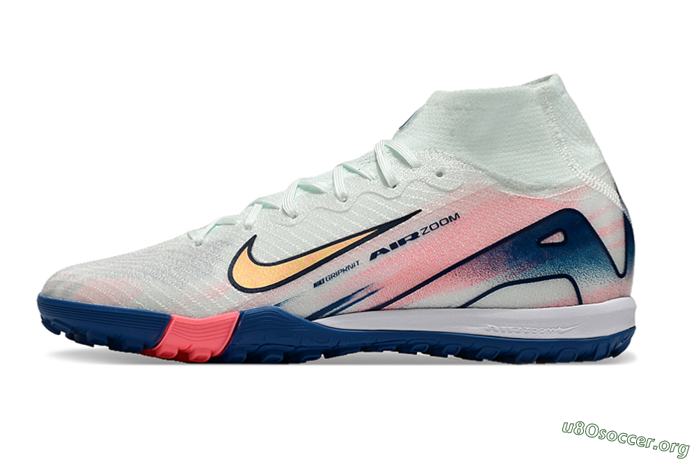 Nike Air Zoom Mercurial Superfly 10 Elite TF Football Shoes - White/Pink/Blue 2
