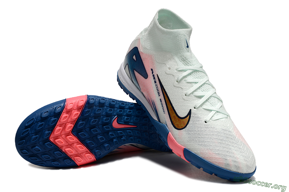 Nike Air Zoom Mercurial Superfly 10 Elite TF Football Shoes - White/Pink/Blue 3